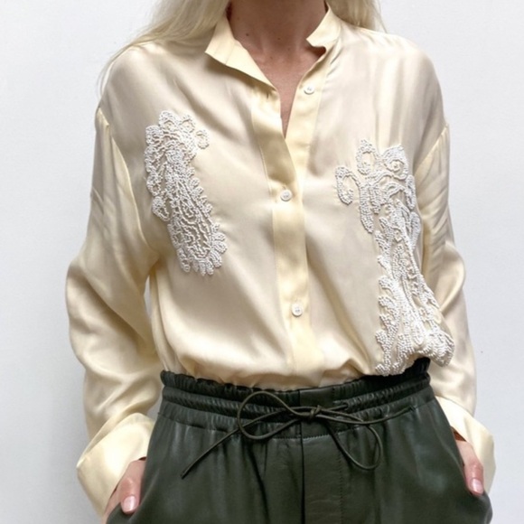 ZARA ASYMMETRIC CUPRO BLOUSE - Picture 1 of 12